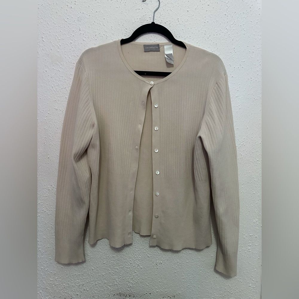 Vintage Liz Claiborne Long Sleeve Button Up Cream Cardigan